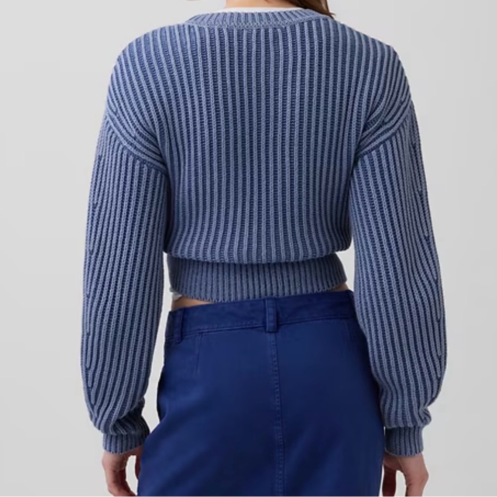 GAP Bainbridge Blue Ribbed Crewneck Sweater - Picture 2 of 8